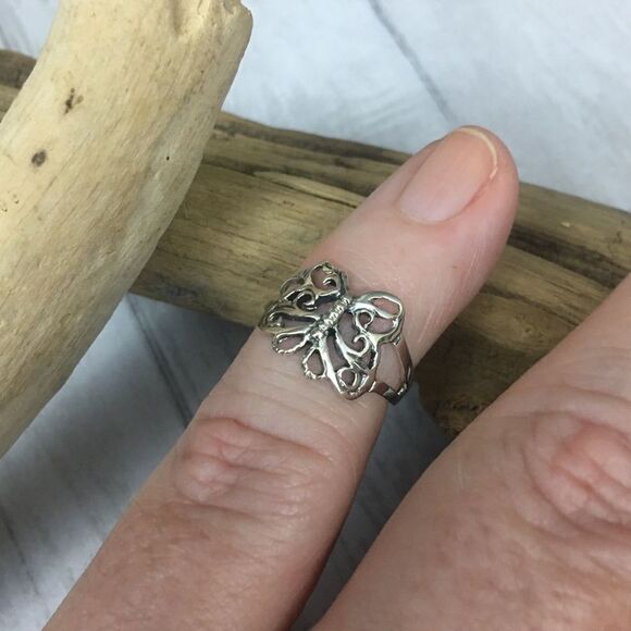 925 Silver Butterfly Toe Ring - Picture 2 of 4